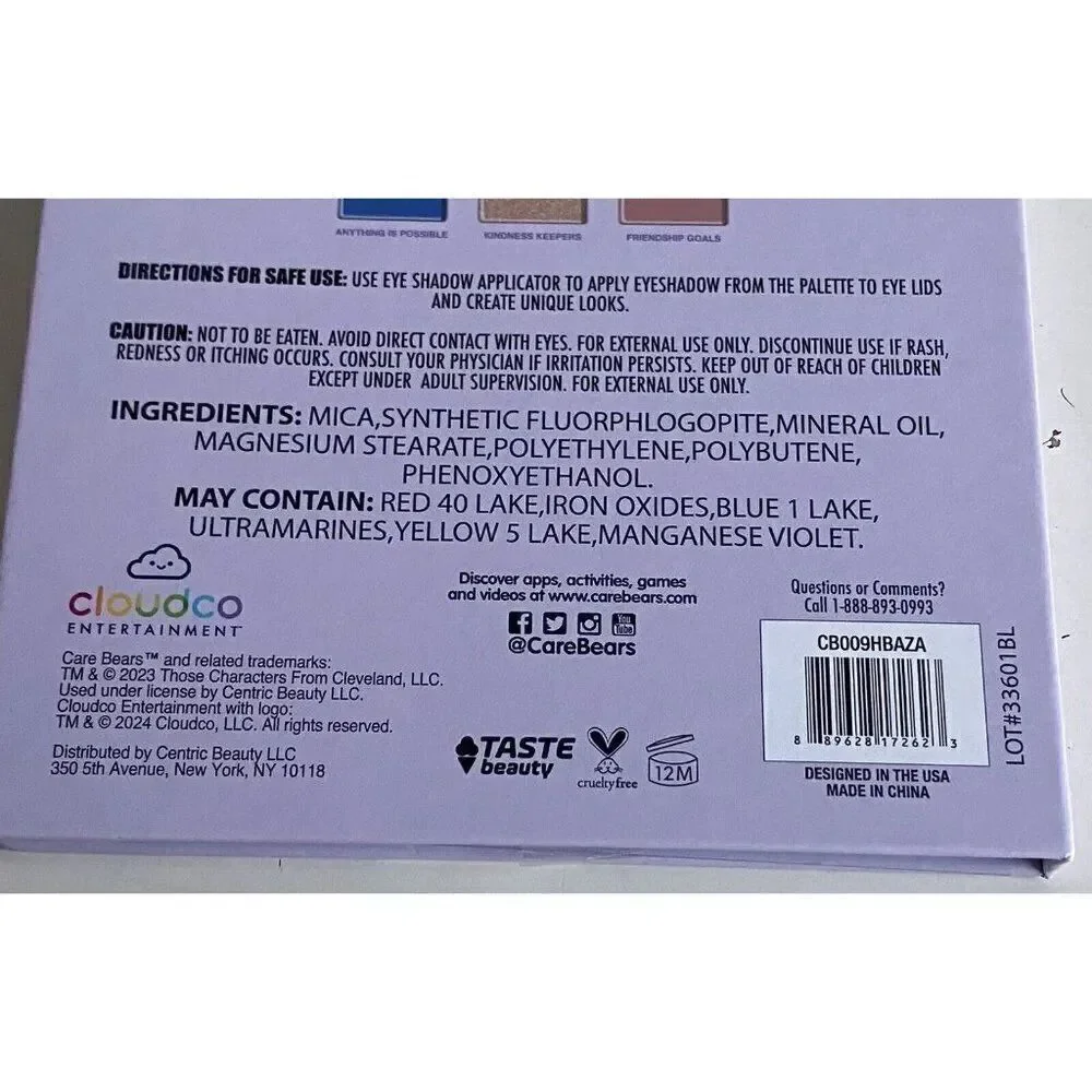 Care Bears 12‎ Eyeshadow Palette Pastel Makeup Rainbow Shimmer Matte With Mirror